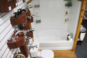 Bathroom fixtures and bathtub display.