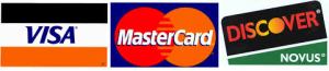 Visa, Mastercard, Discover cards accepted.